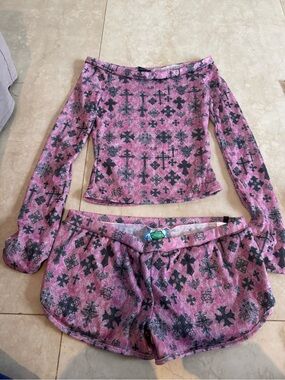 omighty Pink Patterned Long Sleeve Top